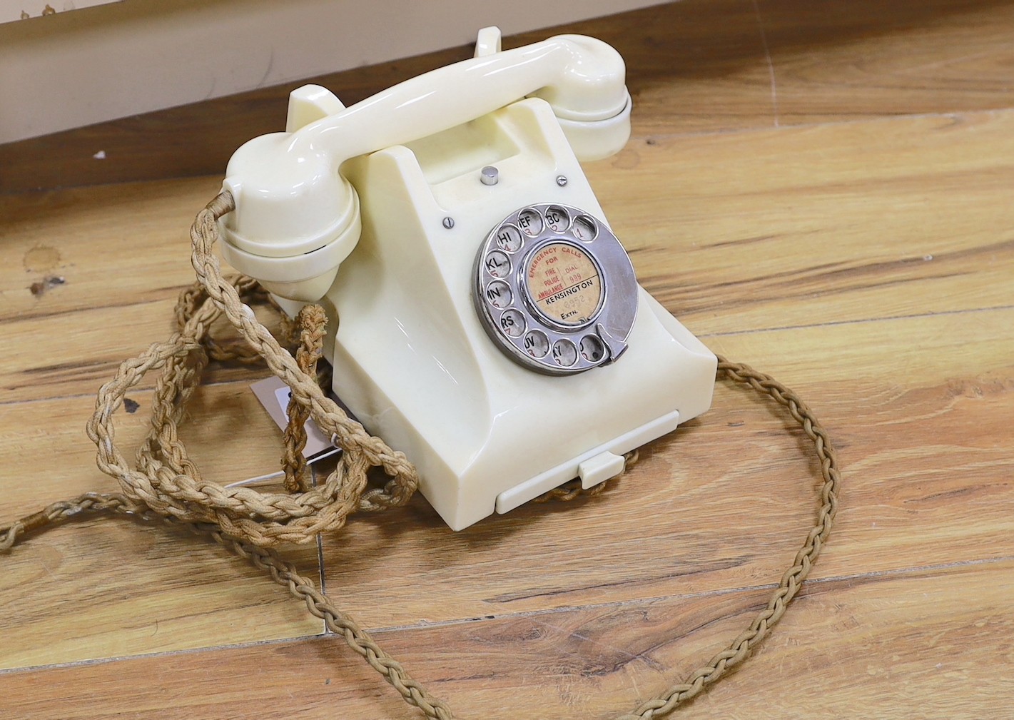 A rare cream coloured bakelite GPO 300 Series telephone hand set, 1940's